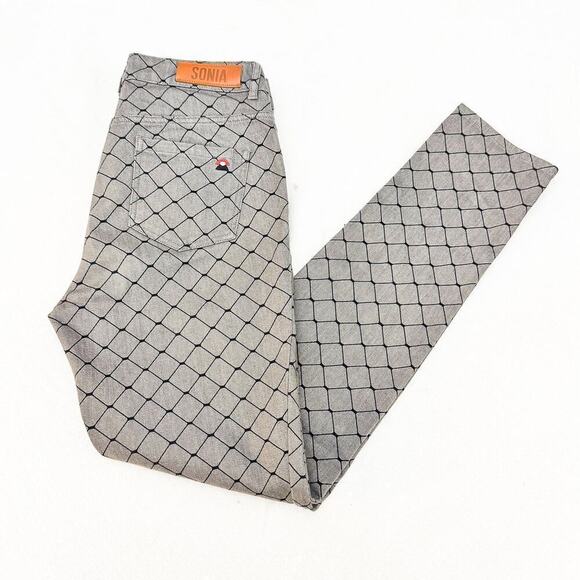 Sonia Rykiel Gray Chain Link Patterned Slim Leg Denim Jeans Size 38 - Picture 9 of 9